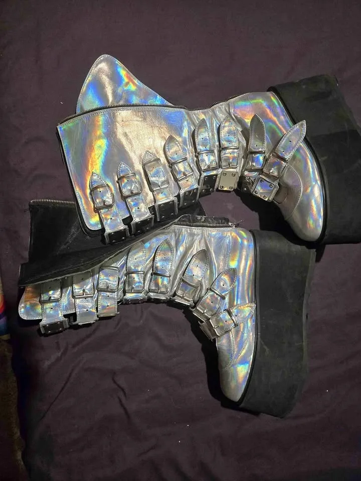 Demonia holographic platform boots