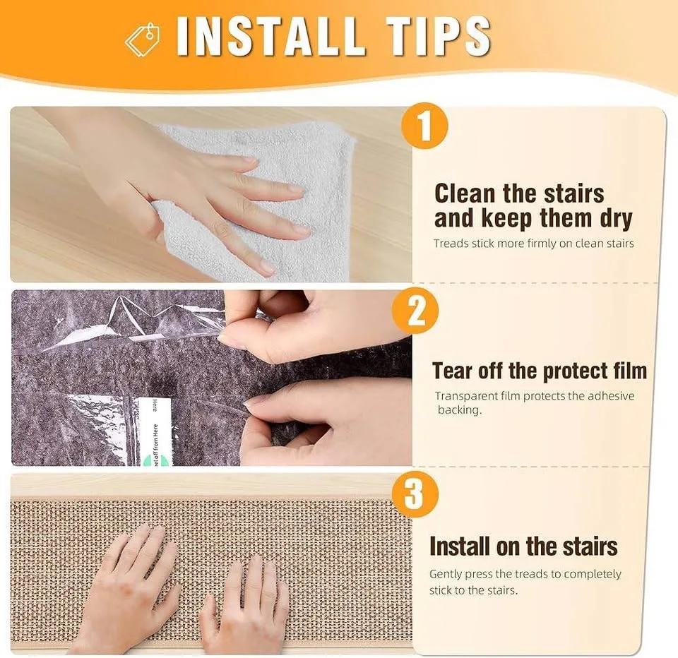 Brand new Beige Linen Stair Treads Non Slip 8"X30" 15pcs image indicator(2)