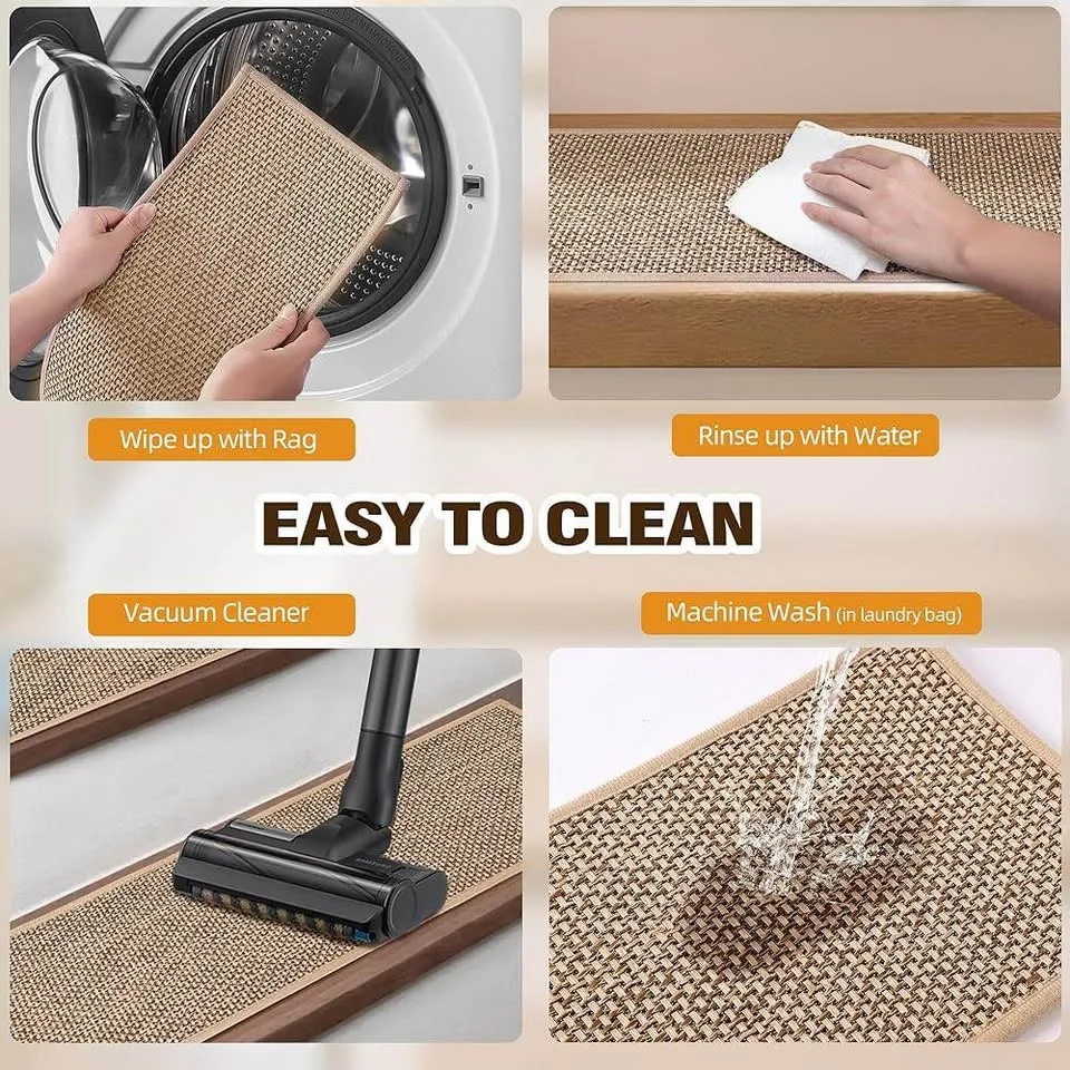 Brand new Beige Linen Stair Treads Non Slip 8"X30" 15pcs image indicator(7)