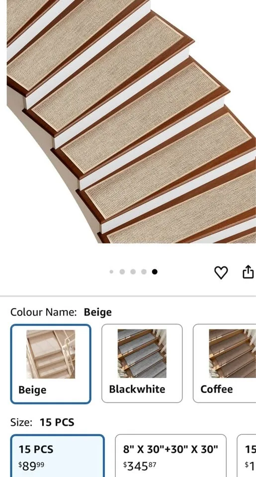 Brand new Beige Linen Stair Treads Non Slip 8"X30" 15pcs image indicator(8)
