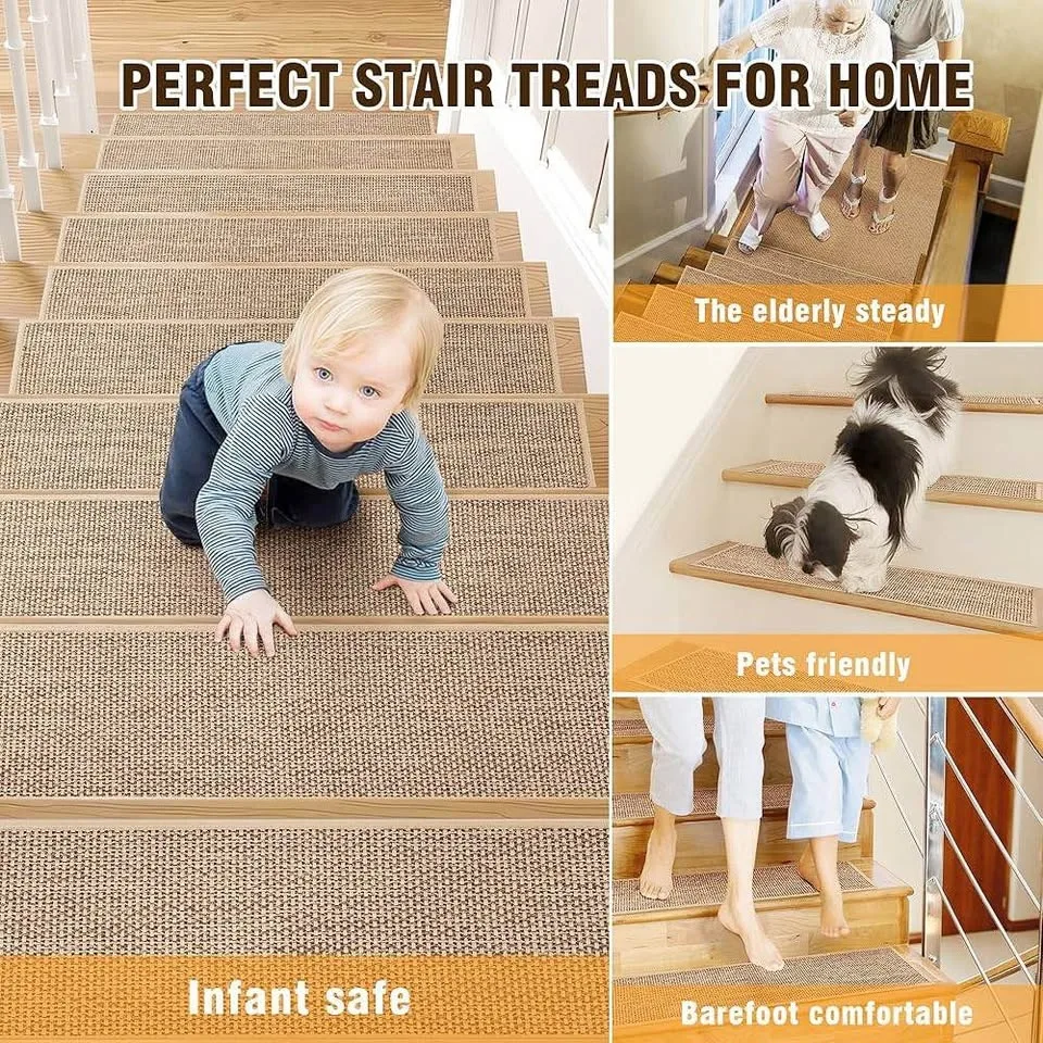 Brand new Beige Linen Stair Treads Non Slip 8"X30" 15pcs image indicator(9)