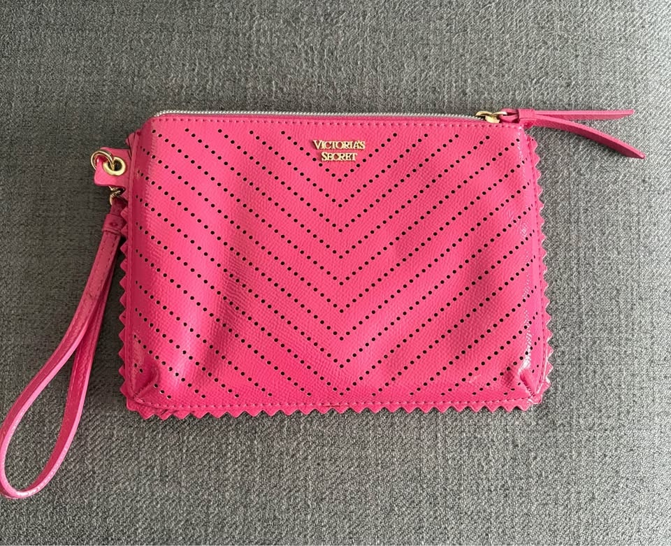 Victoria Secret Laser Cut Zippered Wristlet, Pink - photo 2