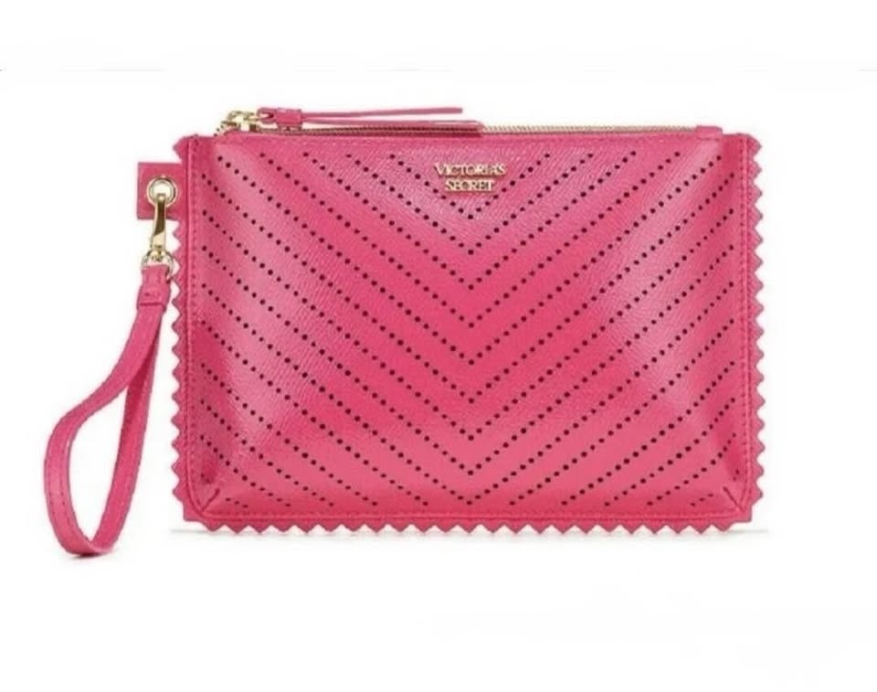 Victoria Secret Laser Cut Zippered Wristlet, Pink - photo 5
