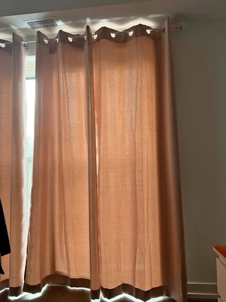 Pink Curtains + Rod for room