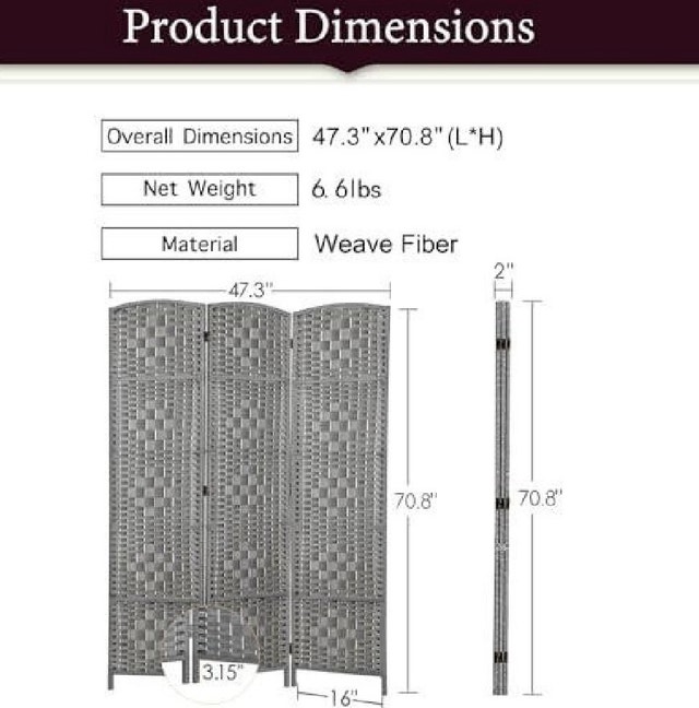 Brand New in Box 6Ft Room Divider w/ 3 Panels - photo 2