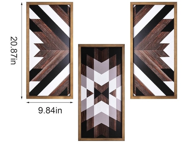 Brand New in Box Geometric Wood Art - 3 Piece Set - photo 3