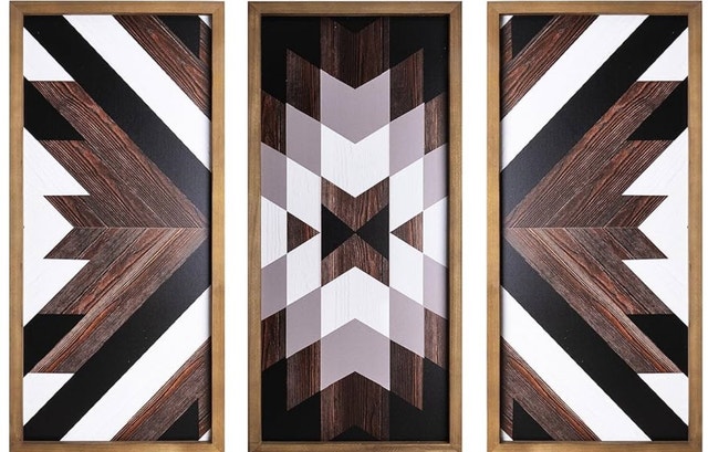 Brand New in Box Geometric Wood Art - 3 Piece Set - photo 4