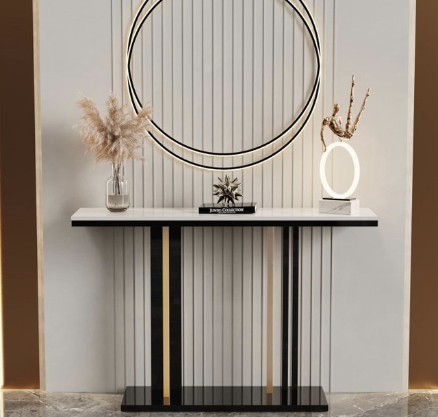 Brand New in Box Marble Console Table 46x12Inch White Sintered