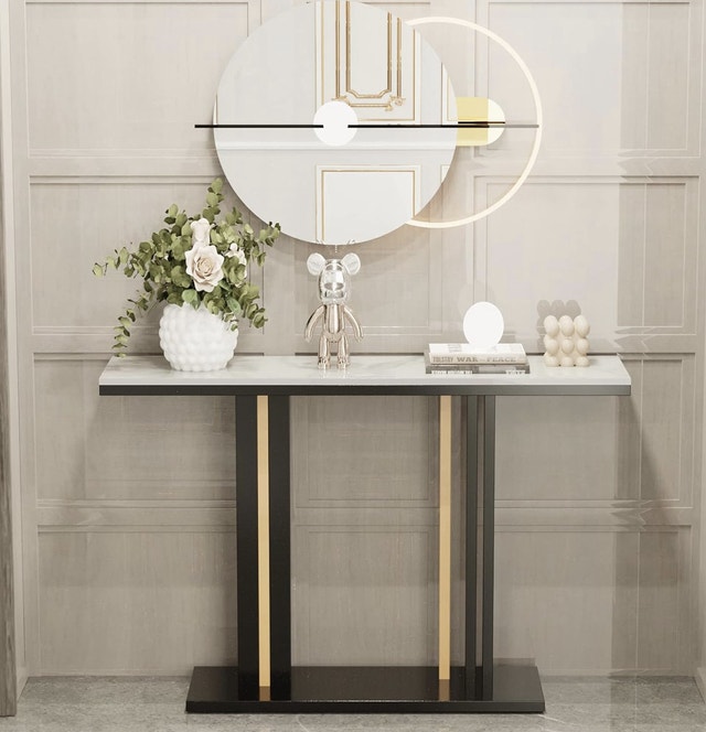 Brand New in Box Marble Console Table 46x12Inch White Sintered - photo 3