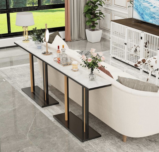 Brand New in Box Marble Console Table 46x12Inch White Sintered - photo 4