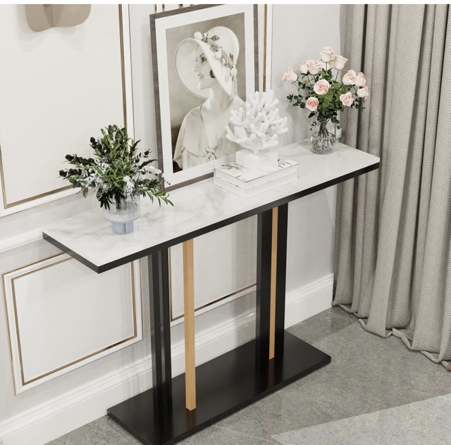 Brand New in Box Marble Console Table 46x12Inch White Sintered - photo 5