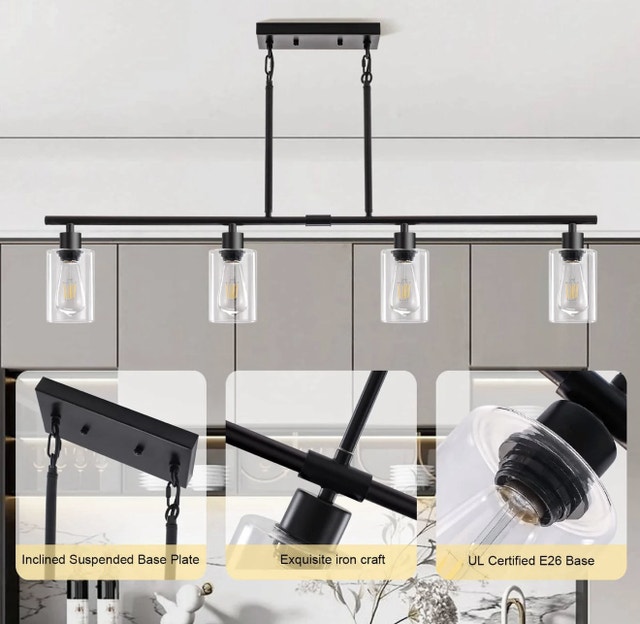 Brand New in Box 4 Lights Linear Chandeliers Pendant Fixture - photo 3