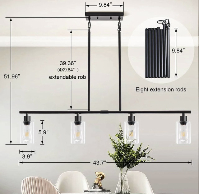 Brand New in Box 4 Lights Linear Chandeliers Pendant Fixture - photo 4