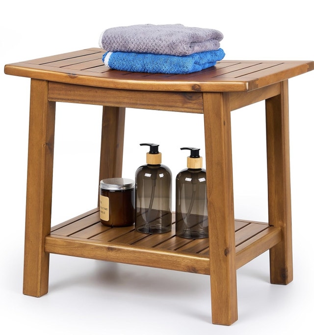 Brand New in Box Upolana Teak Shower Bench, 20"