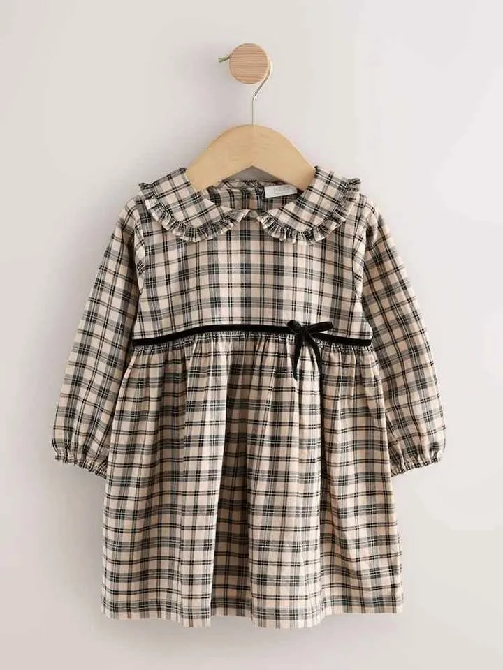 NEXT Neutral Check Dress Baby Girl Size 12-18 mos