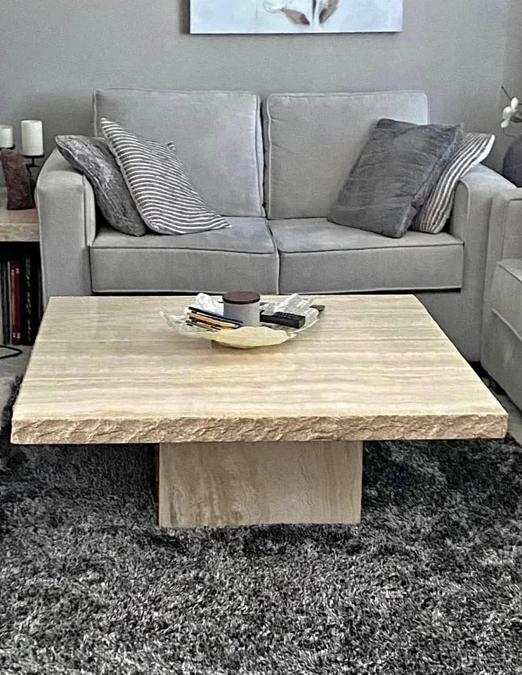 Italian Travertine Marble Coffee Table