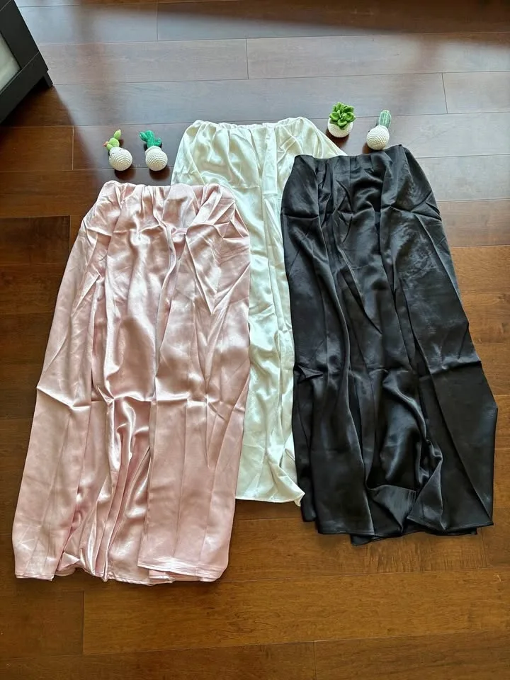Satin long skirt