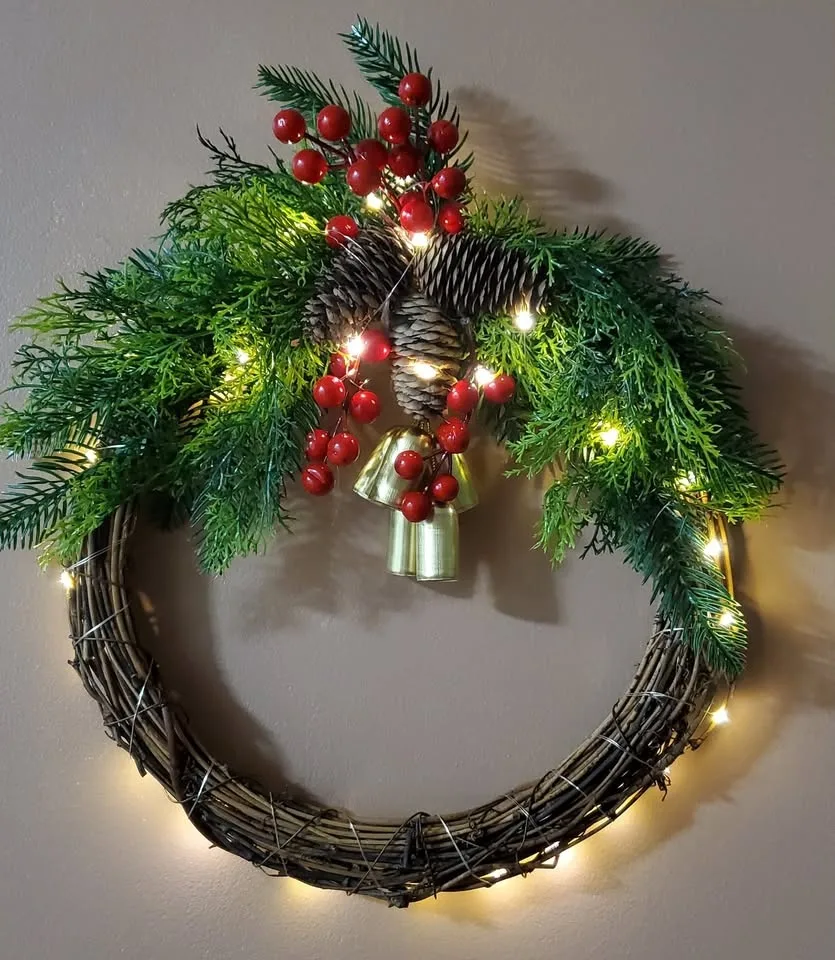 Christmas/Winter Pine Wreath with lights