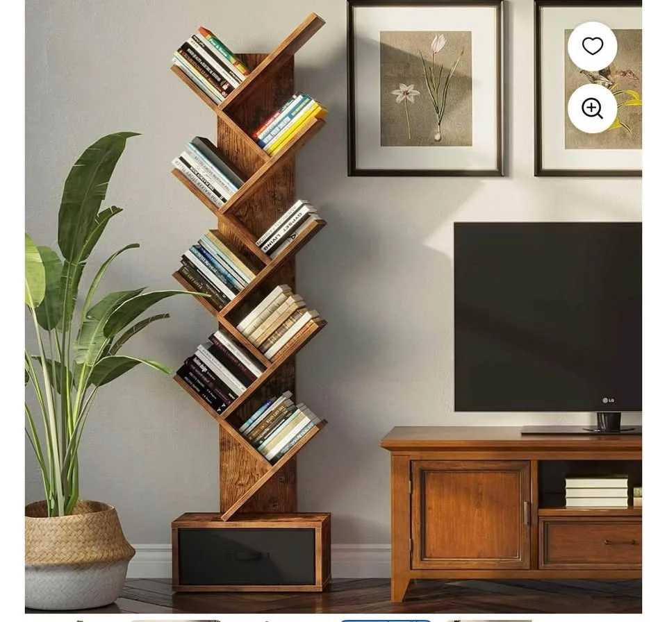 Bookshelf with Drawer, 9-Tier Tree Bookshelf image indicator(2)