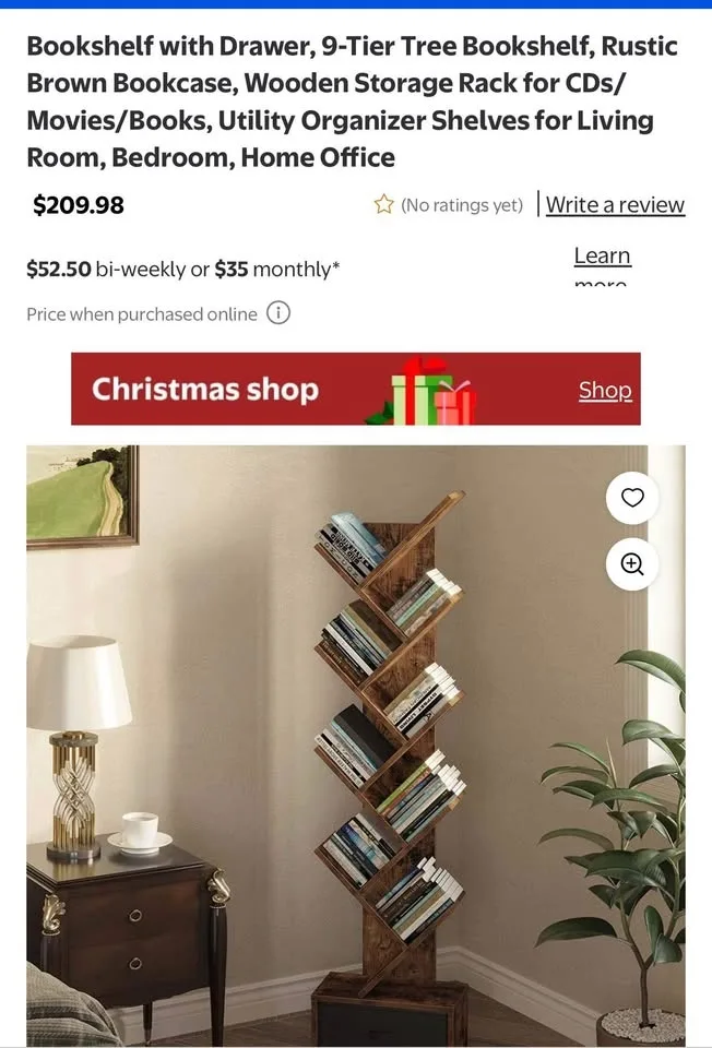 Bookshelf with Drawer, 9-Tier Tree Bookshelf image indicator(4)