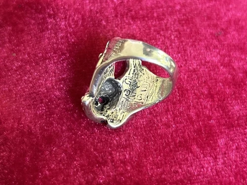 Size 5 Deadstock Vintage G&S Silver Winged Skull Ring - photo 4