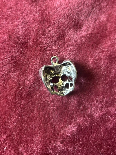 Vintage Artisan Silver Horned Skull Pendant Charm - photo 2