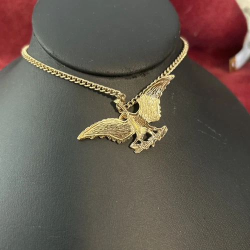 Vintage 18K Gold Plated Necklace & Eagle Pendant Spread Eagle He - photo 3