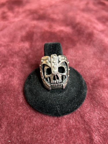 Size 8 Vintage G&S Silver Warrior Skull Ring