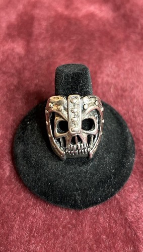 Size 8 Vintage G&S Silver Warrior Skull Ring - photo 2