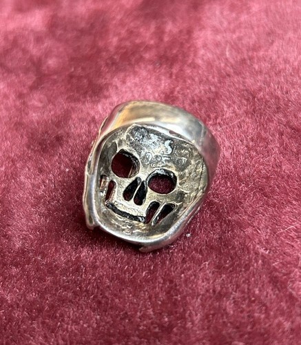 Size 8 Vintage G&S Silver Warrior Skull Ring - photo 3