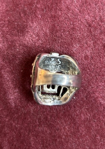 Size 8 Vintage G&S Silver Warrior Skull Ring - photo 4