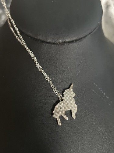*RARE* Vintage Unicorn Necklace Silver w/ Crushed Turquoise Unic - photo 3