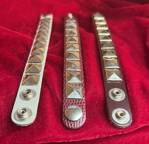 FREE 4th BRACELET - 3 Vintage Leather Studded Bracelets Punk Met