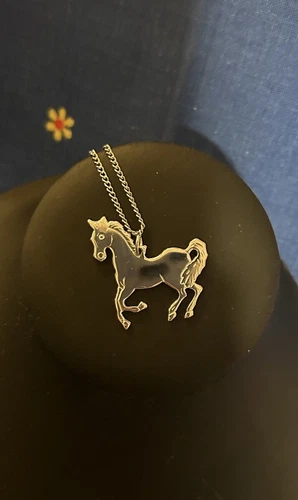 Vintage Pony Necklace Silver Equestrian Horse Necklace Late 1970 - photo 3