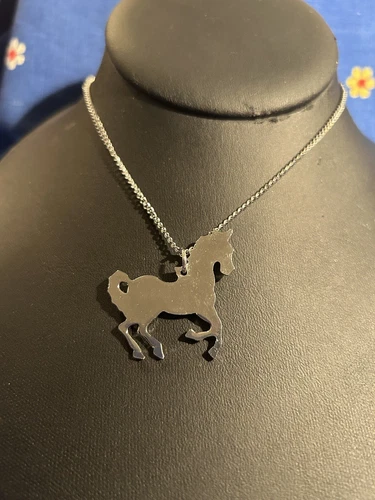 Vintage Pony Necklace Silver Equestrian Horse Necklace Late 1970 - photo 4