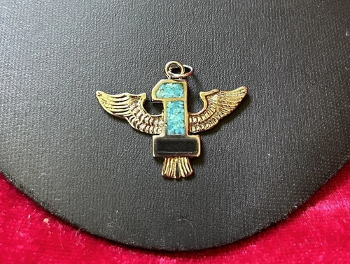 Vintage Southwestern Turquoise & Black Onyx Pendant - photo 2