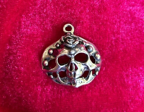 Vintage Artisan Silver Skull Rose Pendant - photo 2