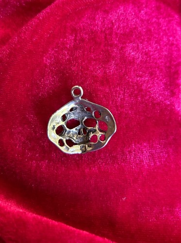Vintage Artisan Silver Skull Rose Pendant - photo 3