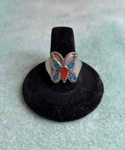 Vintage 1980’s Silver Navajo Butterfly Ring - photo 2