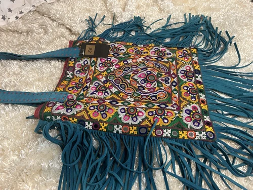 Banjara Bag Ethnic Boho Suede Mirrored Bag Handcrafted Leather