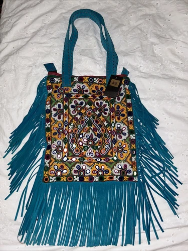 Banjara Bag Ethnic Boho Suede Mirrored Bag Handcrafted Leather - photo 3