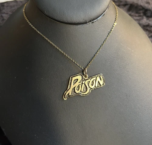 RARE Vintage Poison Rock Band Metal Pendant Necklace