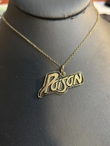 RARE Vintage Poison Rock Band Metal Pendant Necklace - photo 2