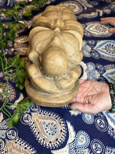 Hand-Carved Wooden Crying Weeping Yogi Buddha Bookends - photo 4