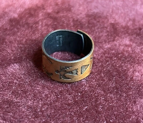 Vintage Hand Crafted Marked Genuine Copper Thunderbird Band Ring