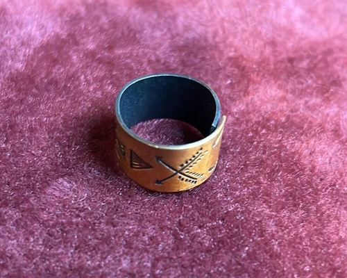 Vintage Hand Crafted Marked Genuine Copper Thunderbird Band Ring - photo 2