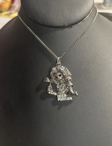 Deadstock 1980’s Iron Maiden Necklace Vintage UK Poker Eddie image indicator(3)