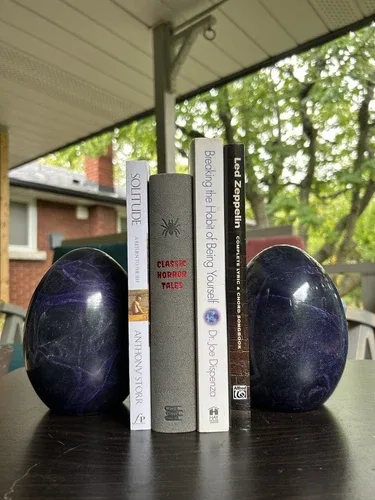 Original Hand Carved Vintage Purple Genuine Alabaster Egg Booken