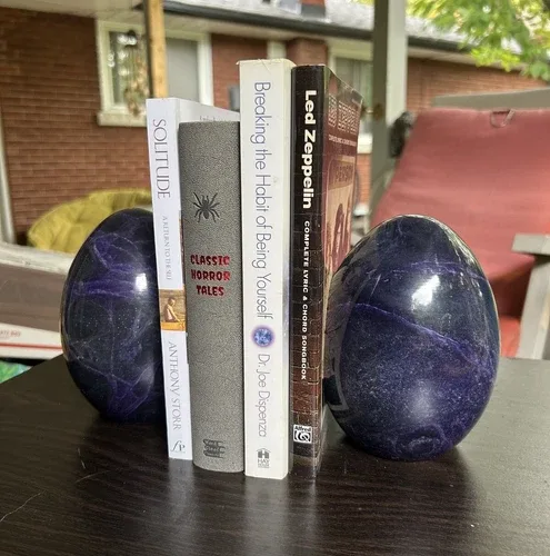 Original Hand Carved Vintage Purple Genuine Alabaster Egg Booken image indicator(2)