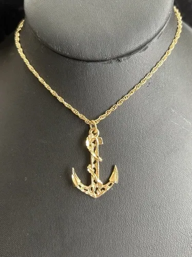 Vintage 18K Gold Plated Anchor Necklace